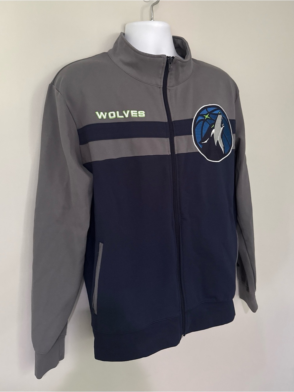New Era Wolves Two-Tone Lightweight Track Jacket - Gray & Navy